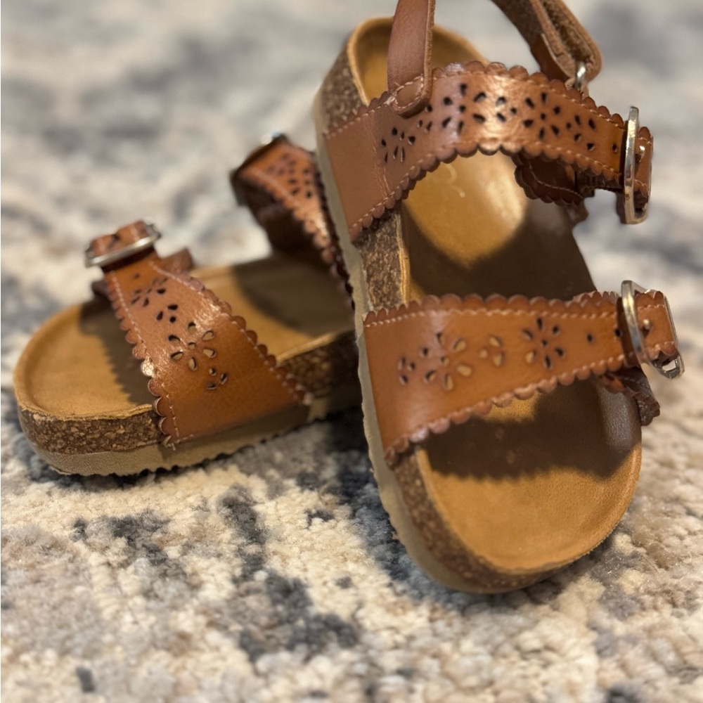 Sugar Brown Kids Sandals with Floral Cutouts